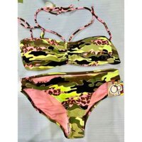 OP BIKINI 2 Mảnh Kiểu Bandeau Màu Olive Print