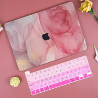 Ốp case dành cho macbook kèm tấm phủ bàn phím silicon - Hàng chính hãng - Hoa Hồng - Pro 13.3 2016-2019 TouchBar