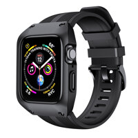 Ốp Case Thinfit Armor &amp; Dây Cao Su cho Apple Watch Series 4  Apple Watch Series 5 - Đen - 40mm