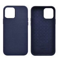 Ốp Da Wiwu Calfskin Phone Case Dành Cho Iphone 13 Chất Liệu Da Bê, Chống Nước, Chống Để Lại Vân Tay - Hàng Chính Hãng - Xanh Than