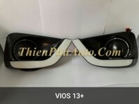 Ốp đèn gầm Toyota Vios 2013 -2017 , có đèn Led ban ngày trắng, có đèn Led theo xi nhan vàng