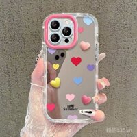 Ốp điện thoại 16 Pro Max iPhone 15/14 mới 13/12 Ốp gương hình trái tim màu sắc