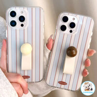 Ốp điện thoại 3D Ball Ring màu xanh trắng sọc cho IPhone 14 13 Pro Max 16 15 Pro Max Vỏ bảo vệ mặt sau chống rơi đơn giản