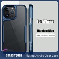Ốp Điện Thoại Acrylic Trong Suốt Mạ Màu Xanh Dương Cho IPhone 15 Pro Max 11 14 13 12 Pro Max