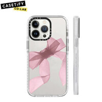 Ốp điện thoại Acrylic trong suốt họa tiết nơ màu hồng CASETIFY cho iphone 16 Pro Max 15 Plus 14 Promax 13 12pro 12 Vỏ điện thoại chống sốc viền mềm Vỏ bảo vệ cứng