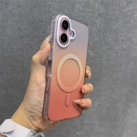 Ốp Điện Thoại Acrylic Từ Tính Họa Tiết Hình Học Sang Trọng Màu Gradient Cho IPhone 16 Plus 15 14 13 12 11 16 Pro Max Vỏ Chống Sốc Bảo Vệ Ống Kính Máy Ảnh Ốp Lưng Cứng IPhone