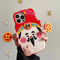 Ốp điện thoại ba chiều mới của God of Wealth iPhone15 14 13 12 11 Pro MAX Bye God of Wealth Silicone Vỏ mềm trọn gói