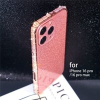Ốp Điện Thoại Bảo Vệ Ống Kính Máy Ảnh Bling Cho iPhone 16 11 12 13 14 15 Pro Max Sang Trọng Lấp Lánh Kim Cương Hợp Kim Nhôm Rắn Ốp Lưng Kim Loại Khung 3 Trong 1 Vỏ Chống Sốc