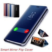 Ốp điện thoại bề mặt gương Samsung Galaxy A52 A72 A32 5G 4G A02s Clear View Smart Auto Sleep Leather Hard Flip Cover Giá đỡ thời trang