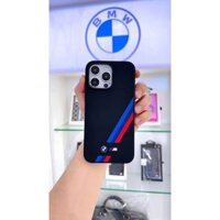Ốp điện thoại BMW iphone 14promax sọc chéo xanh & đỏ logo hãng