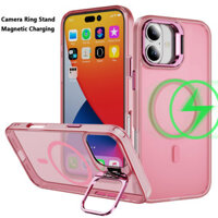 Ốp điện thoại cảm giác da từ tính cho iPhone 16 15 14 Plus 13 12 11 Pro Max, có chân đế máy ảnh Acrylic cứng + TPU Ốp lưng mỏng chống rơi bảo vệ chống sốc Vỏ chống vân tay