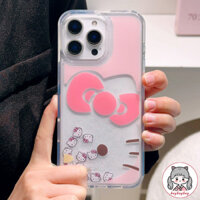 Ốp điện thoại cát lún lấp lánh Hello Kitty màu hồng Hàn Quốc cho IPhone 16 Plus 15 14 13 12 11 Pro Max Ốp lưng cứng lai chống rơi chống bụi bẩn