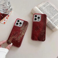 Ốp điện thoại cát lún lấp lánh sang trọng cho IPhone 16 Pro Max 15 14 13 12Promax Ốp lưng Funda Gold Brilliant Flakes Shields Vỏ cứng màu đỏ lỏng