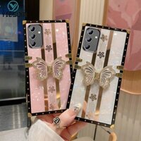 Ốp Điện Thoại Chân Bướm Kim Cương Cho Samsung Galaxy A16 A06 A15 A35 A55 A14 A24 A34 A54 5G Vuông Laser Lấp Lánh Chống Sốc Bìa Cứng