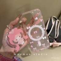 Ốp điện thoại cho bé gái My Melody có nơ, tương thích với iPhone 15, chống sốc, 16, 13, 14 Pro Max, lỗ lớn, dễ thương, 12, 11, mềm mại