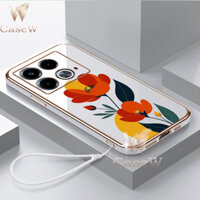 Ốp Điện Thoại Cho Infinix Hot 40 / 40 Pro / 40i Với Nghệ Sĩ Tối Giản Minh Họa Hoa Treo Dây Macaron Nhiều Màu Sắc Sang Trọng Cô Gái Mềm Bảo Vệ Camera