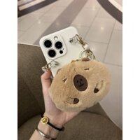 Ốp Điện Thoại Cho Iphone 15 14 Plus 13 Mini 12 11 Pro Max X Xs Xr 5 5s 5se 6 6s 7 8 Plus Se 2020 Mới 3D Hoạt Hình Capybara Sang Trọng Zero Ví Có Dây Da