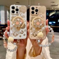 Ốp Điện Thoại Cho iphone Case 15 Pro Max 14 Pro Max 13 Pro Max 12 Pro Max Sạc Không Dây + Nhẫn Mặt Dây Chuyền Hoa