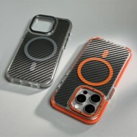 Ốp Điện Thoại Chống Rơi Bằng Sợi Carbon Cho iPhone 15 14 13 12 11 Pro Max 14 Plus Sạc Không Dây Kim Loại Ốp Lưng Ống Kính