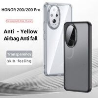 Ốp điện thoại chống sốc Honor 200 Pro HD Mặt sau PC trong suốt Không có màu vàng Vỏ bảo vệ chống vân tay