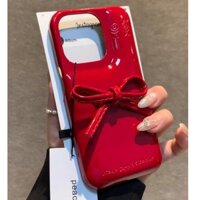 Ốp Điện Thoại Chống Sốc Màu Pearly Lustre Sang Trọng Màu Bowknot Nửa Gói Cho IPhone 16 Pro Max 15 14 13 12 Pro Max Vỏ Bảo Vệ Ống Kính Máy Ảnh Ốp Lưng Cứng IPhone