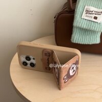 Ốp Điện Thoại Có Giá Đỡ Điện Thoại iPhone 16 15 14 13 12 Pro Max Ốp Lưng iPhone Da Thỏ Nâu