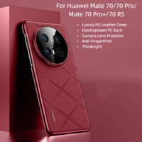 Ốp điện thoại cứng PC mạ điện bằng da lăng kính sang trọng cho Huawei Mate 70 Pro 70RS 60 60Pro 50 RS 50Pro 40 Pro Mate70