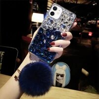 Ốp Điện Thoại Đá Bling Kim Cương Sáng Bóng Thời Trang Cho IPhone 14 15 16 Pro Max Plus IP 11 12 13 Pro Max Vỏ Bảo Vệ Chống Sốc Kim Cương Giả Lấp Lánh Với Bóng Lông Tơ