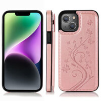 Ốp điện thoại da dập nổi hình con bướm sang trọng cho iPhone 13 mini 12 13 14 Pro Max 14 PLUS Vỏ ví da PU có khe cắm thẻ