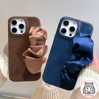 Ốp Điện Thoại Da Dây Đeo Cổ Tay Satin Sang Trọng Cho IPhone 16 15 14 13 Pro Max Ốp Lưng Cứng Lai Chống Trượt Chống Rơi