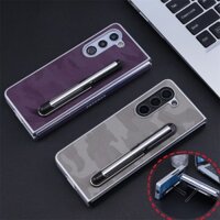 Ốp điện thoại da họa tiết ngụy trang sang trọng có chân đế cho Samsung Galaxy Z Fold 6 Z Fold 5 Z Fold 4 Fold 3 Vỏ có giá đỡ bút Vỏ cứng Pc