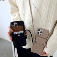 Ốp Điện Thoại Da Kiểu Ví Có Dây Đeo Chéo Cho iPhone 14 13 12 11 Pro Max Mini X XR XS Max 7 8 Plus