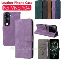 Ốp Điện Thoại Da Lật Cho Vivo Y04 Y 04 VivoY04 Vỏ Giá Đỡ Từ Tính Ốp Lưng Chống Sốc