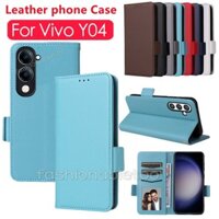 Ốp Điện Thoại Da Lật Cho Vivo Y04 Y 04 VivoY04 Vỏ Giá Đỡ Từ Tính Ốp Lưng Chống Sốc