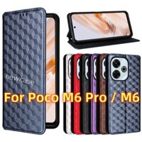 Ốp Điện Thoại Da Lật Cho Xiaomi Poco M6 Pro 4G 5G 2024 PocoM6 M6Pro Vỏ Giá Đỡ Từ Tính Ốp Lưng Chống Sốc