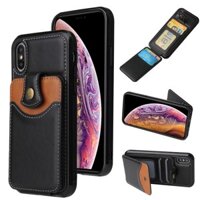Ốp điện thoại da mềm dạng ví nắp lật có khe để thẻ thích hợp cho iPhone X XS Max XR SE 2020 8 7 6 6S Plus