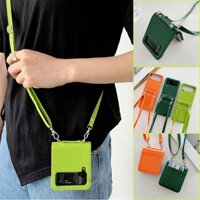 Ốp Điện Thoại Da PU Chống Sốc Dạng Ví Có Ngăn Đựng Thẻ Kèm Dây Đeo Chéo Cho Samsung Galaxy Z Flip 3 5G Flip3 Zlip3 Samsung Z Flip3 Z3