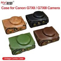 Ốp Điện Thoại Da Pu Kiểu Máy Ảnh Kỹ Thuật Số + Dây Đeo Cho Canon Powershot G7X Mark 2 G7X II G7X3 G7X2 G7XII