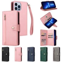 Ốp Điện Thoại Da Pu Mềm Dạng Ví Có Khóa Kéo Đa Năng Sang Trọng Cho iPhone 11 Pro X XS Max XR SE 2020 8 7 6 6S Plus