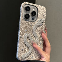 Ốp điện thoại da rắn kim cương giả lấp lánh thời trang cho IPhone 16 Pro Max IP 15 14 13 Pro Max 11 12 ProMax Vỏ bảo vệ chống sốc