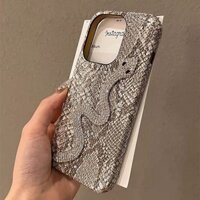 Ốp Điện Thoại Da Rắn Kim Cương Giả Thời Trang Cho IPhone 16 Pro Max IP 15 Pro Max 14 Plus 11 12 13 Promax Da Rắn Patter Trường Hợp