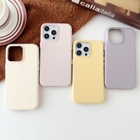 Ốp Điện Thoại Da Sang Trọng Cho iPhone 12 Pro Max 13 14 15 Pro Màu Kẹo Chống Sốc Nút Kim Loại Ốp Lưng