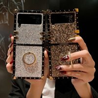 Ốp Điện Thoại Dạng Gập Chống Sốc Có Vòng Đỡ Bằng Kim Loại Sang Trọng Cho Samsung Galaxy Z Flip 3 4