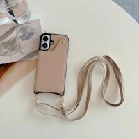 Ốp Điện Thoại Dây Đeo Gương Đeo Ngang Cho IPhone 16 15 Plus 14 13 12 11 Pro Max X XR 7 8 Ví Có Đựng Thẻ Da Flip Cover