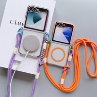 Ốp Điện Thoại Dây Đeo Ngang Cho Samsung Galaxy Z Flip 6 5 4 3 Flip6 Flip5 Flip4 Flip3 5G Trong Suốt