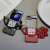 Ốp điện thoại dây đeo tay hình trái tim tình yêu dễ thương cho Samsung Galaxy Z Flip 6 4 3 5 Z Flip6 ZFlip 6 ZFlip6 Vỏ chống sốc