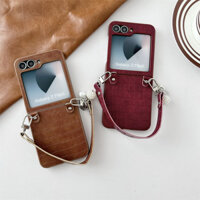 Ốp Điện Thoại Dây Đeo Tay Họa Tiết Cá Sấu Sang Trọng Cho Samsung Galaxy Z Flip 6 4 3 5 Z Flip6 ZFlip 6 ZFlip6 Vỏ Chống Sốc