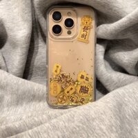 Ốp điện thoại di động Apple 16promax lá vàng cát lún kiểu Trung Quốc mới iPhone 14/13 chống rơi 12 15 EZ8L mới