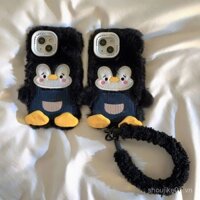 Ốp điện thoại di động hình chim cánh cụt màu đen sang trọng dễ thương phù hợp với iphone14promax/15/16Pro nữ ZOKK