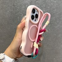 Ốp điện thoại di động hút từ tính sang trọng khung gợn sóng cho iPhone16 Pro Max 15 14 13 12 Pro Max bảo vệ camera chống sốc chống rơi mặt sau mềm